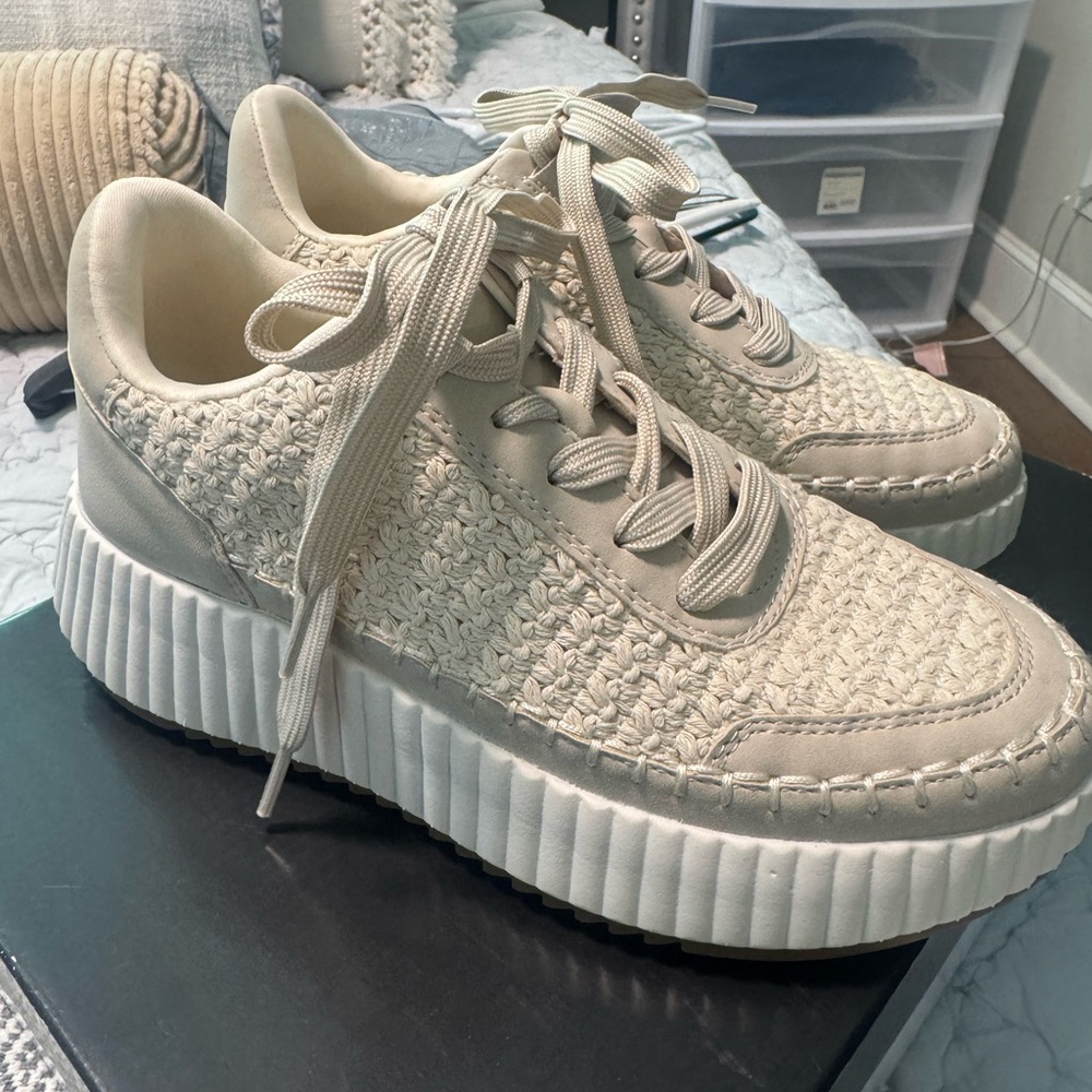 Dolce Vita Fay Cream Woven Platform Sneakers